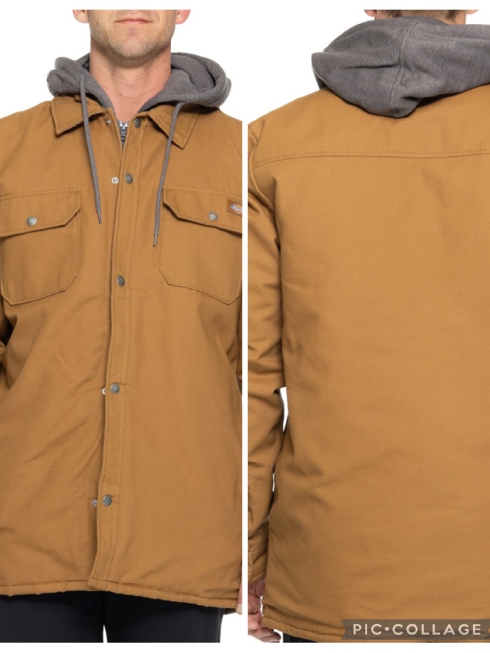NWT Dickeis Brown Insulated Hooded Duck Shirt Jacket
